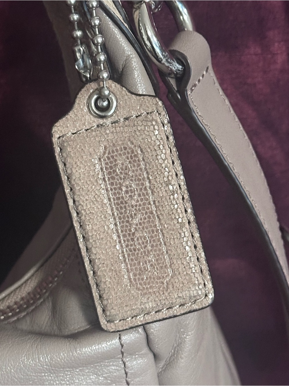 Coach Kristin Leather Hobo Bag Taupe Fawn Beige Silver Hardware ๐โจ - Picture 3 of 16